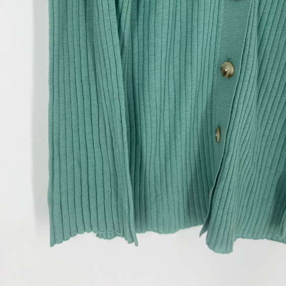 Loulou Studio Biola Ribbed Knit Longline Polo Sweater Top Cardigan In Green - Picture 5 of 7